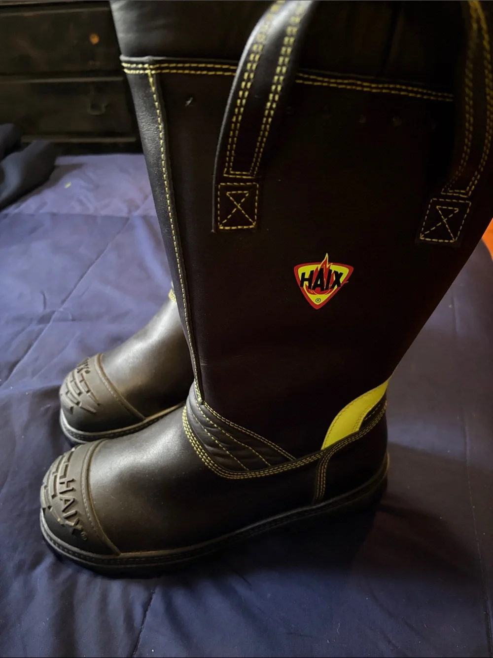 HAIX Men's Black Work Boots with Reinforced Toe